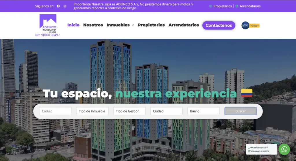 mejores inmobiliarias de Bogotá ADEINCO INMOBILIARIA SAS