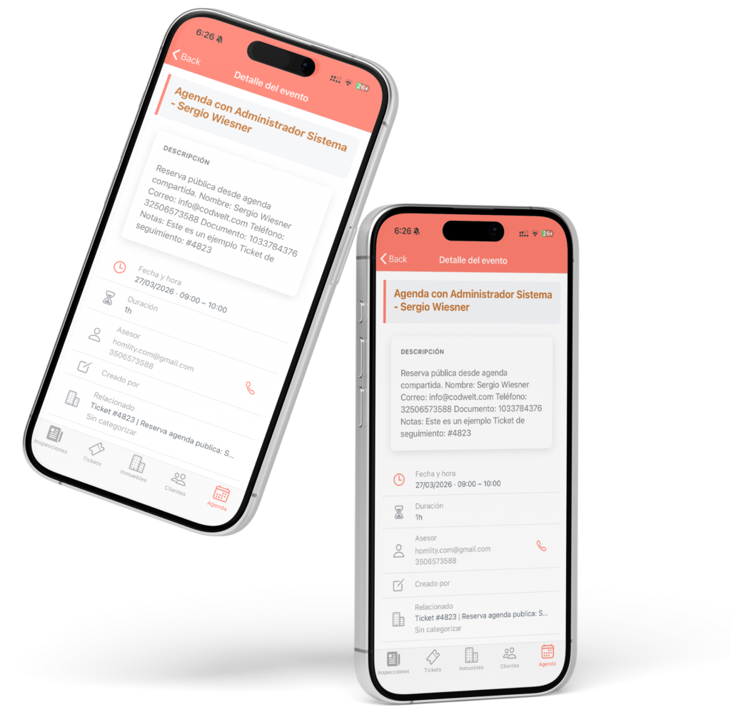 mockup 4 app dirigida Homlity Herramienta para Inmobiliarias