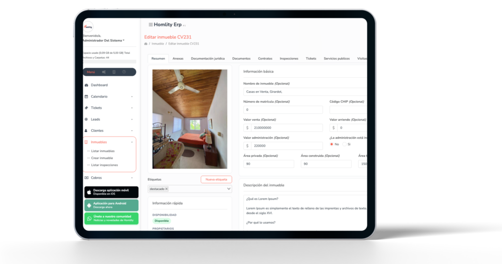 Ecosistema inmobiliario para manejo de inmuebles
