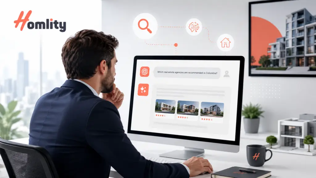 7 claves poderosas para que tu inmobiliaria aparezca en ChatGPT y otras IAs 1 Inmobiliaria apareciendo en ChatGPT y otras herramientas de inteligencia artificial.
Ubicación recomendada: Después de la introducción.