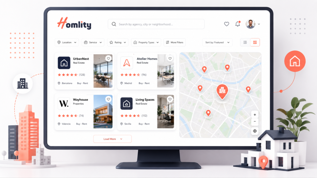 Directorio inmobiliario de Homlity 7 razones poderosas para estar en el 1 Directorio inmobiliario de Homlity para inmobiliarias y agentes inmobiliarios.