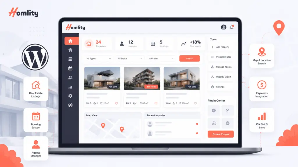 7 plugins inmobiliarios poderosos para WordPress que debes conocer 1 Plugins inmobiliarios para WordPress para crear páginas web de inmobiliarias. Ubicación recomendada: Después de la introducción.