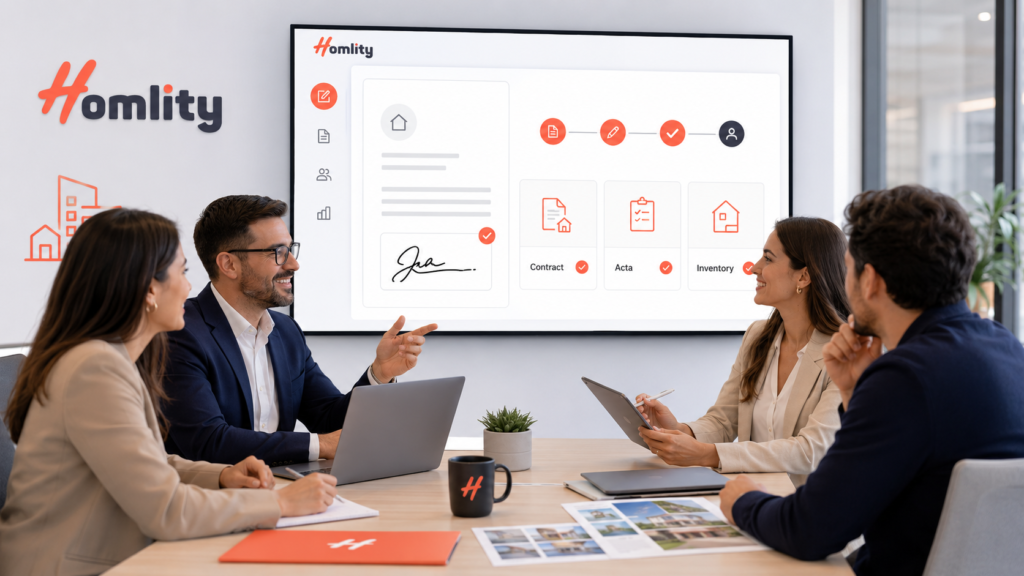 7 pasos clave si una notaría rechaza documentos firmados digitalmente 4 Firma electrónica Homlity para documentos inmobiliarios firmados digitalmente.
