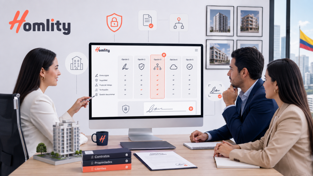 Plataformas de firmas digital para inmobiliarias en Colombia.