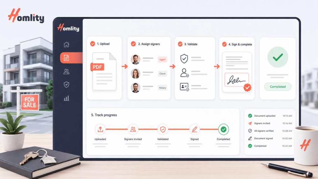 Homlity firma electrónica para inmobiliarias con seguridad y trazabilidad.